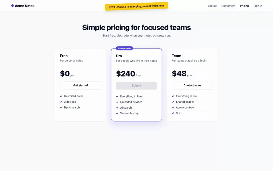 Step 1: a developer circles a grey Submit button, crosses out a banner and writes $24 on a live pricing page.